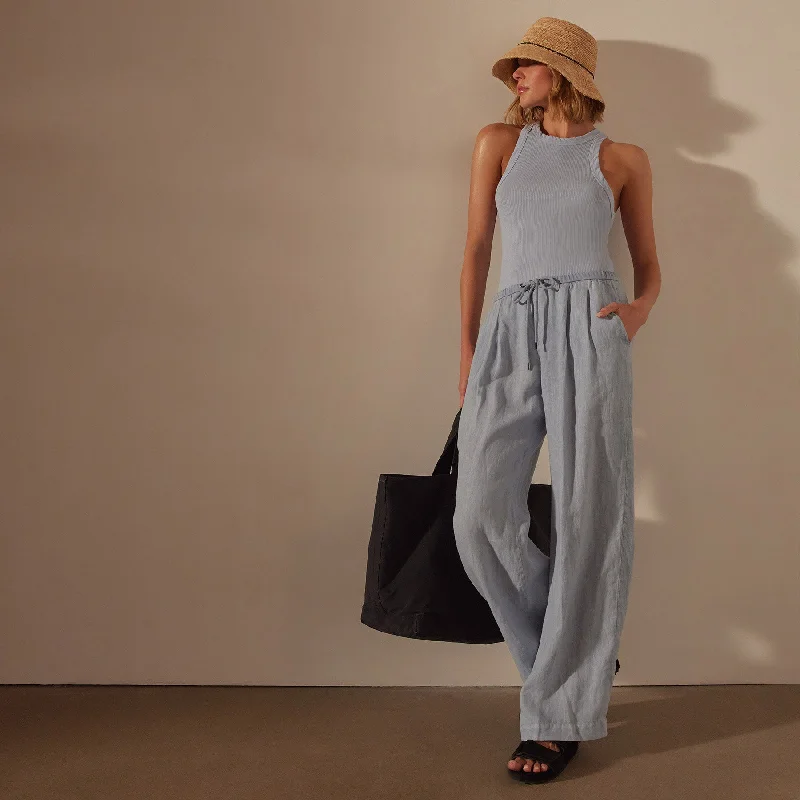 Casual PantsWide Leg Relaxed Linen Pant - Open Sky Pigment