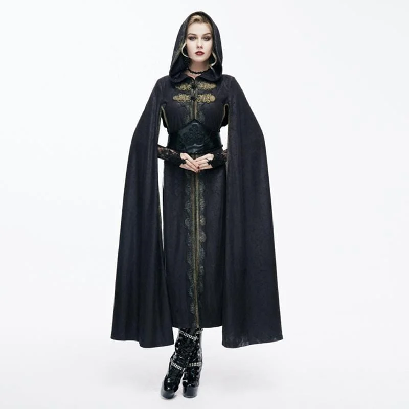 Luxury HoodiesWomen's Hooded Goth Cape With Long Slits