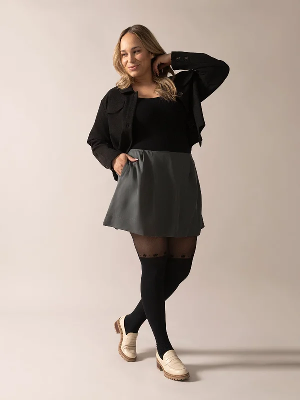 A-Line Eco Twill OTK Skirt in Stormy GreenSchool Skirt