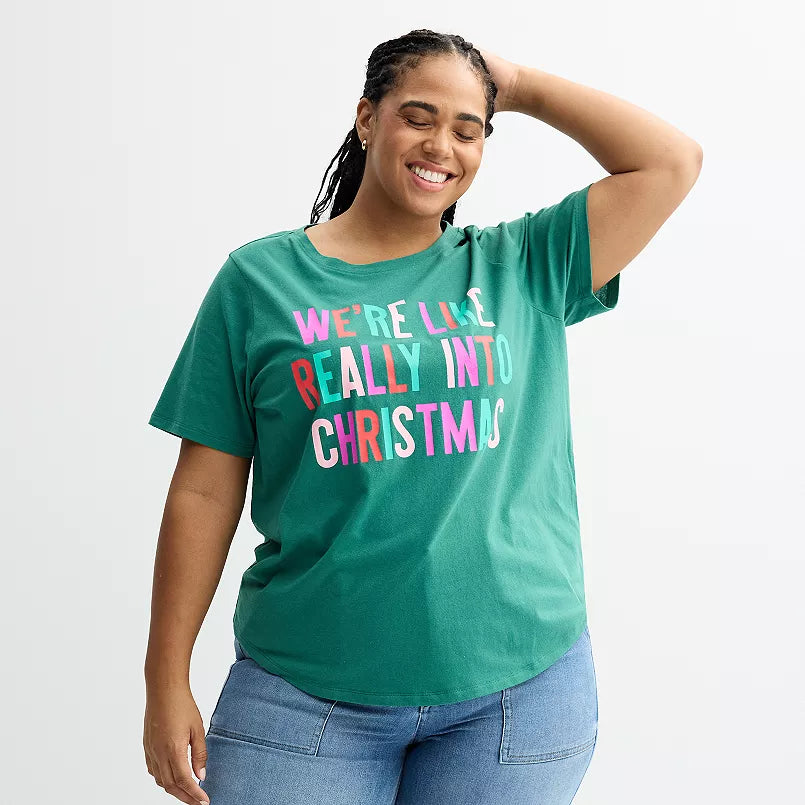 Satin ShirtsGreen We are really into Christmas Shirt Top