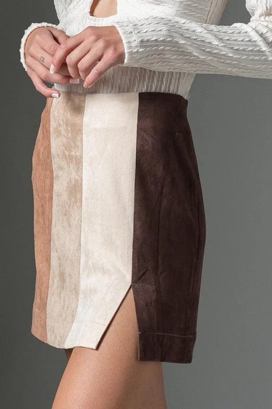 Suede Color Block SkirtBallet Skirt