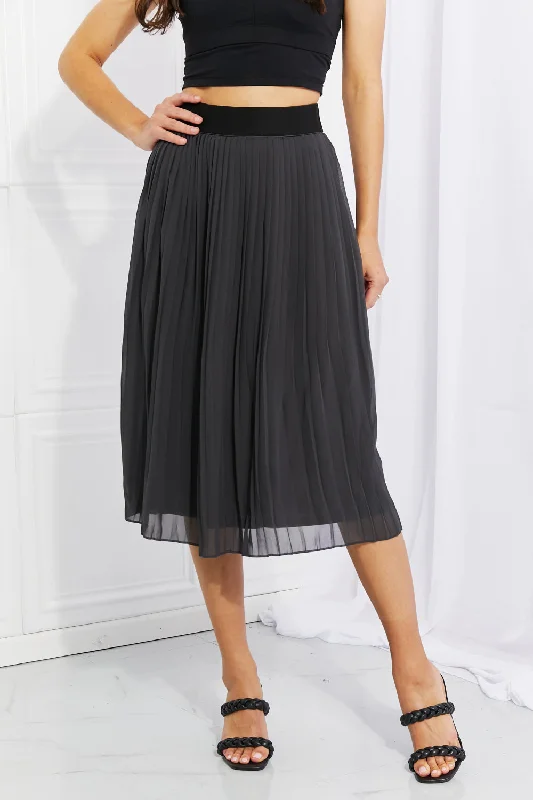 Zenana Full Size Romantic At Heart Pleated Chiffon Midi SkirtPleated Skirt