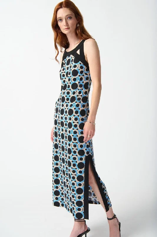 Denim DressJoseph Ribkoff Silky Knit Geometric Print Maxi Dress - 242080