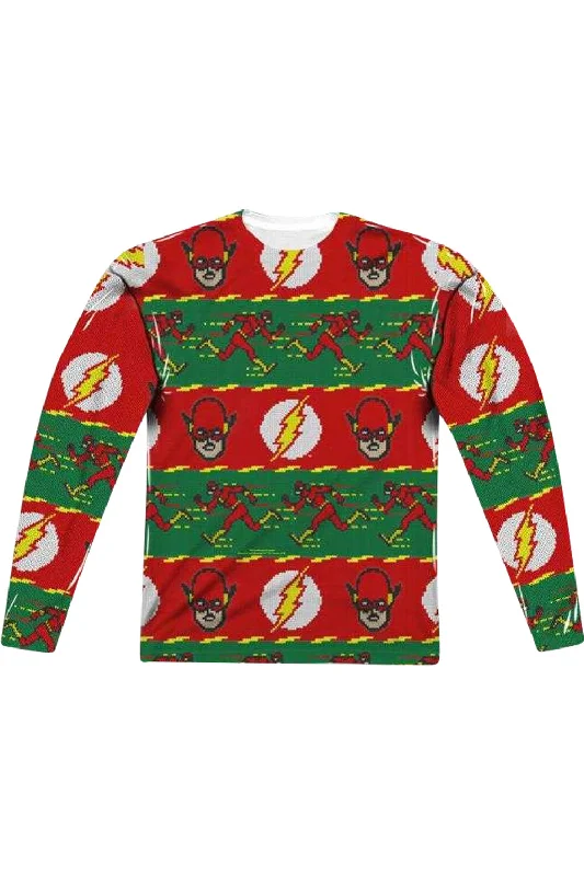 DC Comics Flash Ugly Flash (Front/Back Print) Long Sleeve Adult Poly Crew Tee / T-Shirt