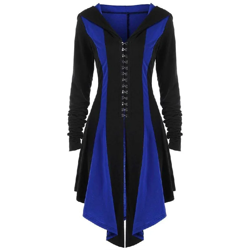 Embroidered SweatshirtsWomen's Gothic Buckles Full Sleeved Hooded Irregular hem Cardigan Coats