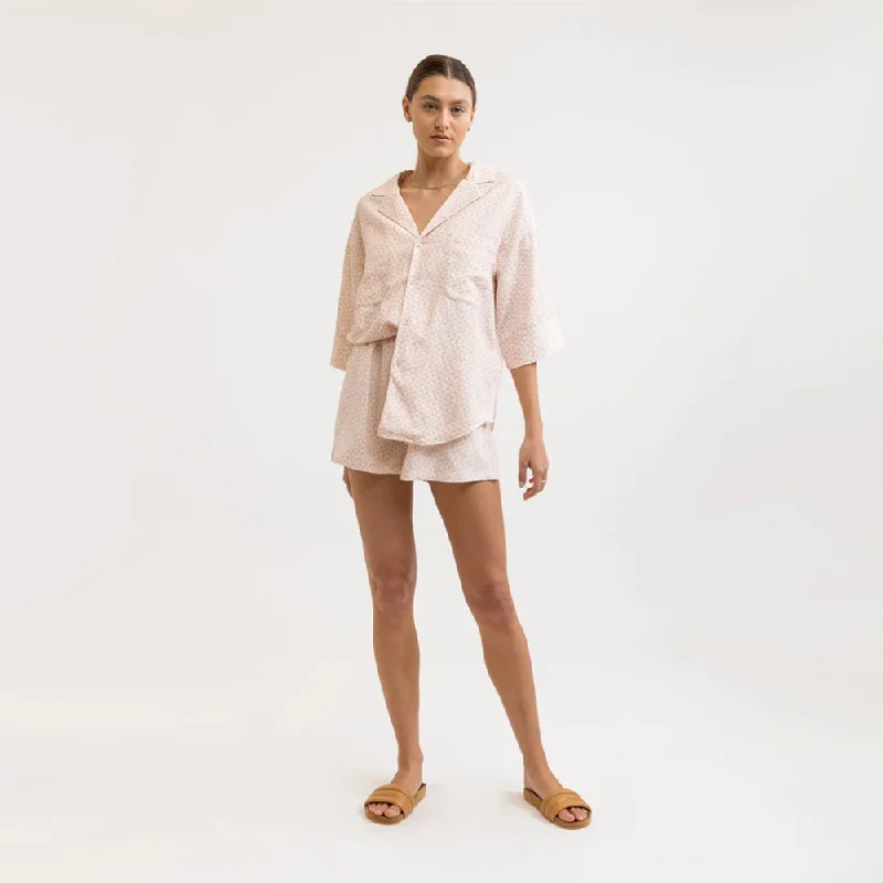 Fringed ShirtsGeo Lounge Shirt (Peach Parfait)