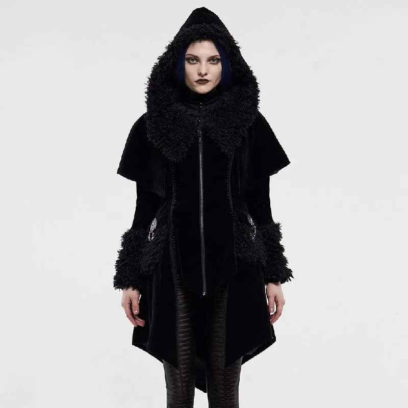 Hip-Hop HoodiesWomen's Gothic Fake Two Pieces Hooded Cloak Coats