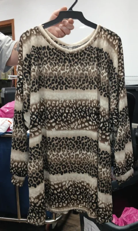 Tunic ShirtsPSFU Brown Leopard Stripe Shirt Top