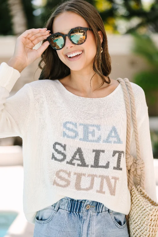 Sea Salt Sun White Graphic SweaterLimited Edition Knit Tops