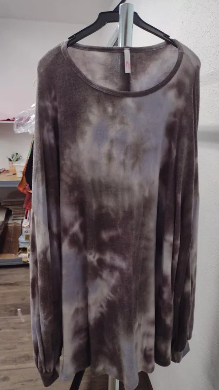 Peplum ShirtsGray Purple Bluey Tie Dye Shirt Top Tunic