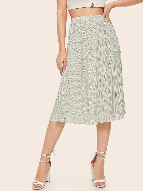 High Waist Lettuce Trim Pleated SkirtInsulated Skirt