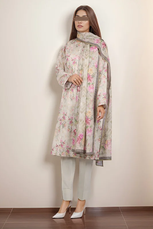 Unstitched Printed Lawn 2 Piece (Shirt/Dupatta)