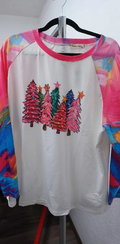 Sleep ShirtsTie Dye Christmas Tree Shirt Top