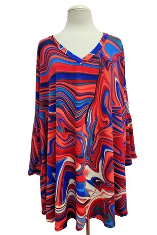 Performance ShirtsGorgeous Red Blue Swirl Tie Dye Shirt Top