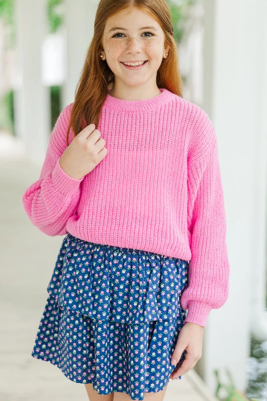 Girls: Just So Sweet Pink SweaterHunting Knit Tops