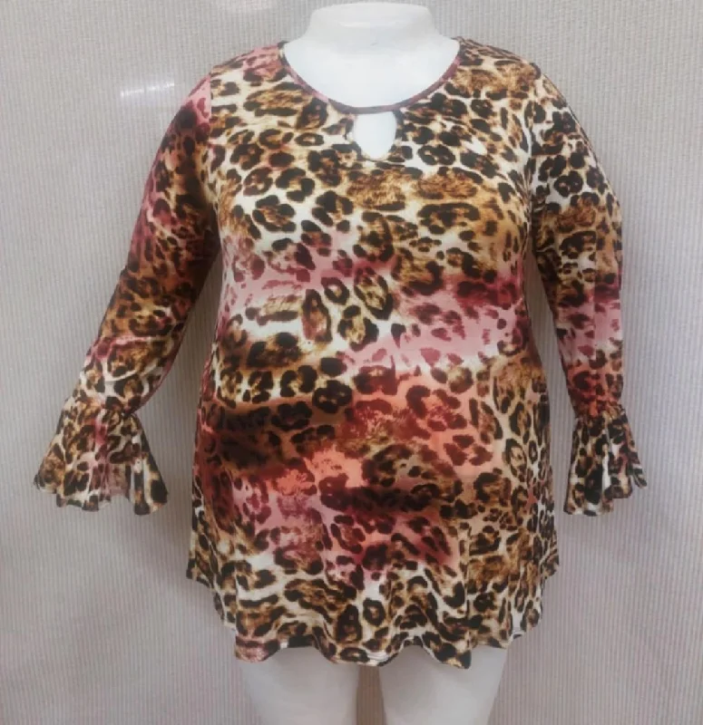 Hiking ShirtsPSFU Leopard Pink Keyhole Shirt Top