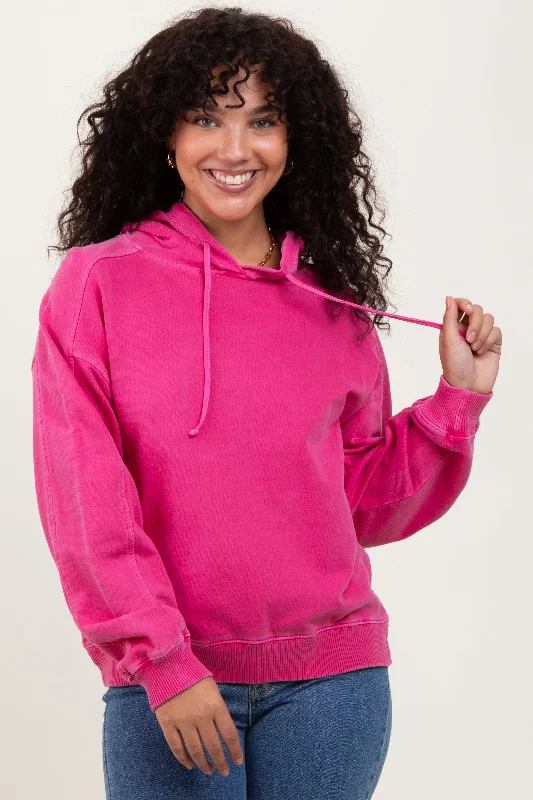 Kangaroo Pocket SweatshirtsFuchsia French Terry Hooded Sweatshirt