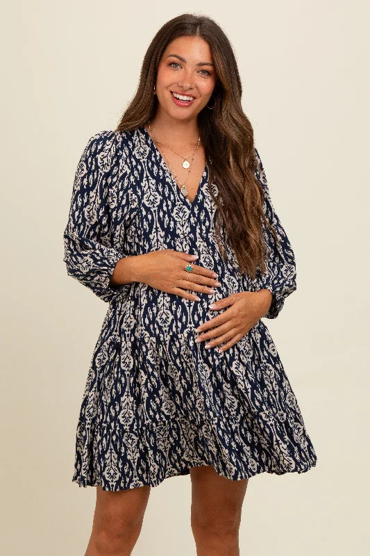 Geometric DressNavy Printed Maternity Mini Dress