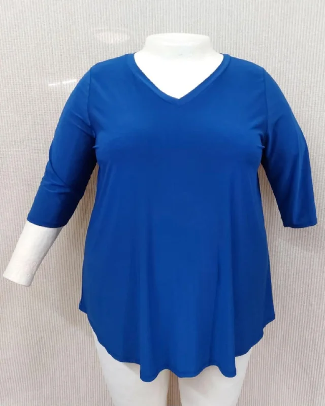 Thermal ShirtsPSFU All Solid Bright Blue Shirt Top w V Neck