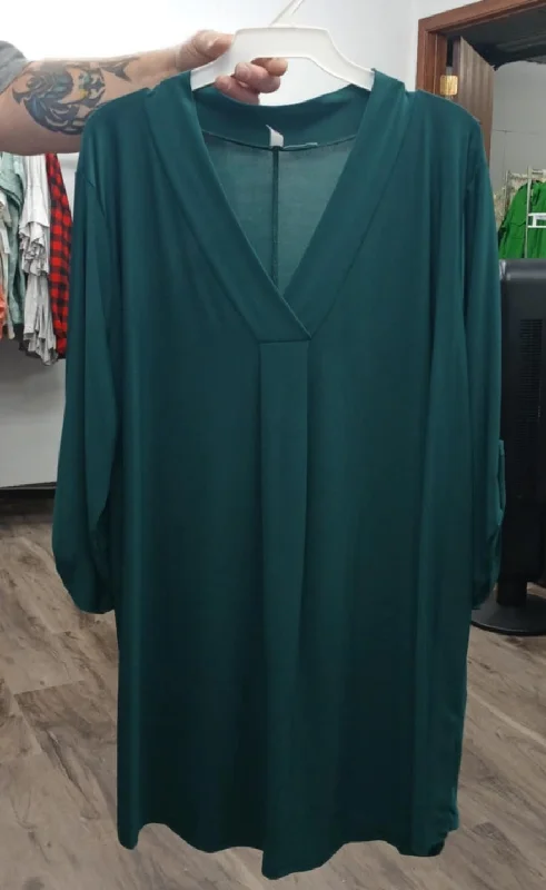 Wrap ShirtsGorgeous Deep Green V Neck Shirt Top