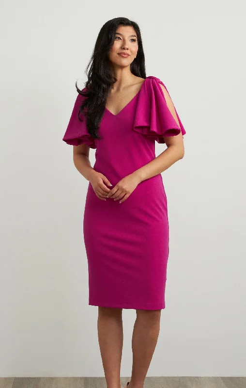 Leather DressJoseph Ribkoff Cape Sleeve Dress in Orchid - 211224