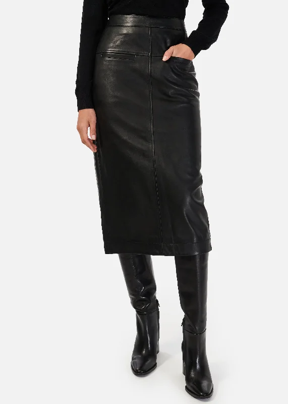 Inaya Genuine Leather Skirt BlackSequin Skirt