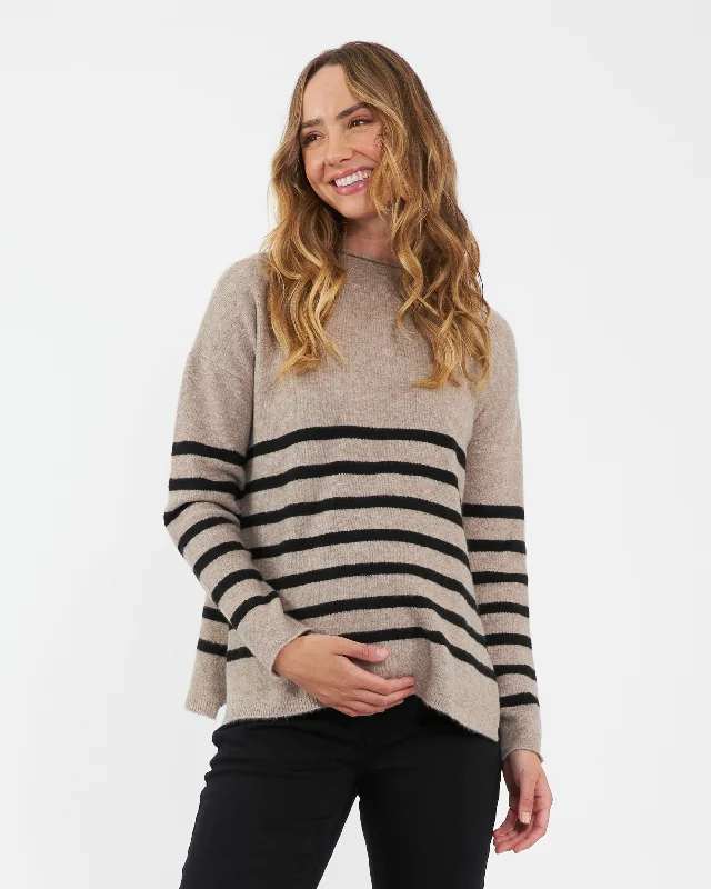 Ripe Maternity Gerrie Nursing + Maternity Knit Sweater StripeCamping Knit Tops