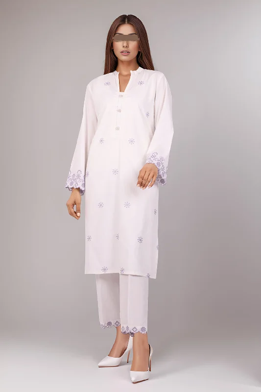 Solid Embroidered Wash N Wear Stitched 2 Piece (Shirt/Trouser)