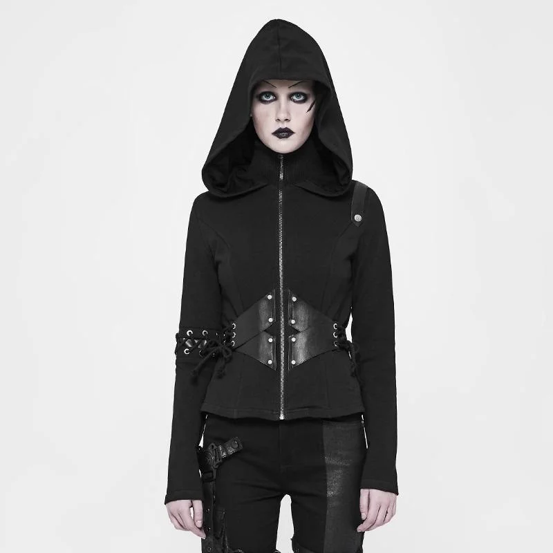 Sleep HoodiesWomen's Short Punk Jacket With Hood