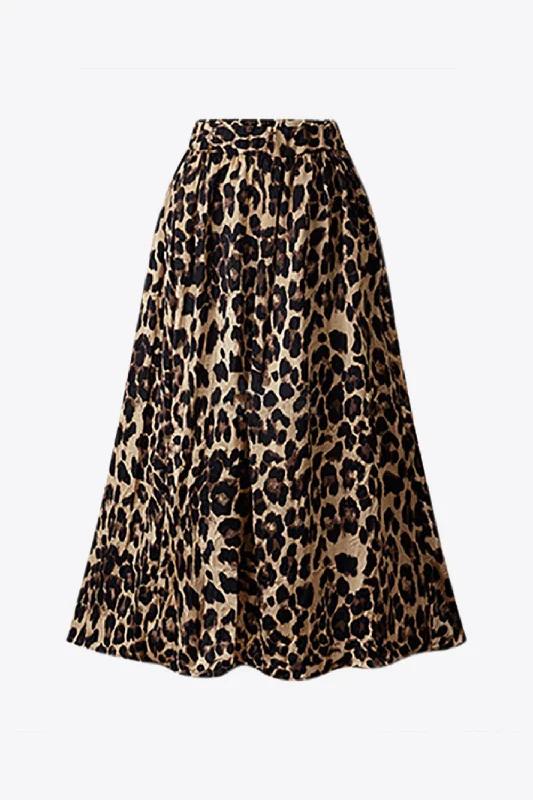 Plus Size Leopard Print Midi SkirtRuffled Skirt