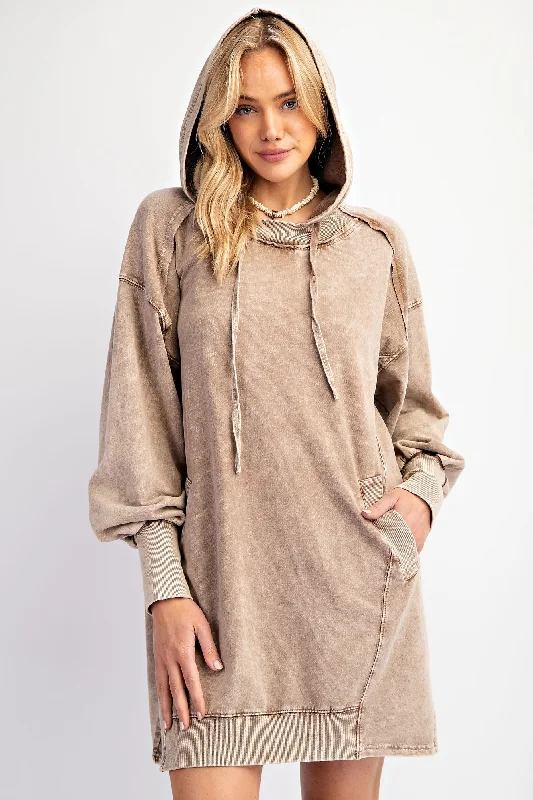 Microfleece HoodiesMocha Mineral Wash Hoodie Dress