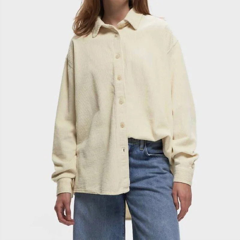 Padow Long Sleeve Button Down Shirt In Ecru