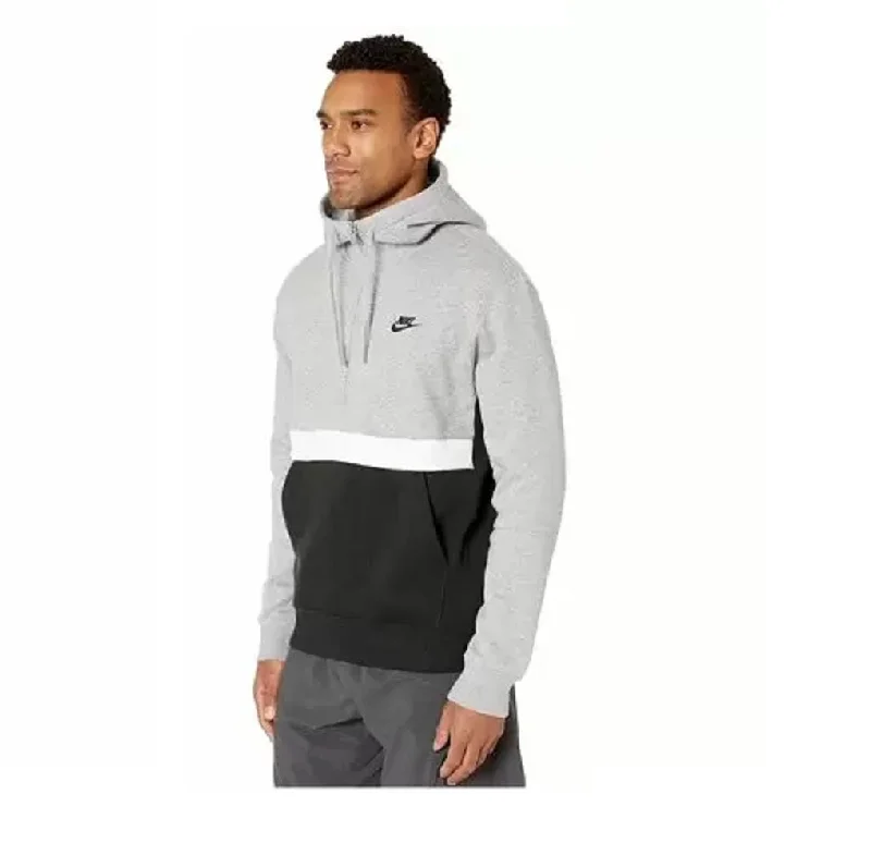 Graphic HoodiesMen's Club Fleece Colorblocked Half-Zip Hoodie, Gray & Black, S, Defective