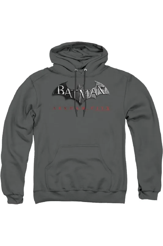 Workout SweatshirtsBatman Arkham City Logo Adult Pull Over Hoodie / Hooded Sweatshirt