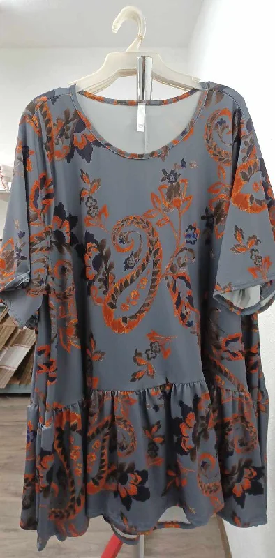 Zippered ShirtsGray Blue Orange Paisley Shirt Top