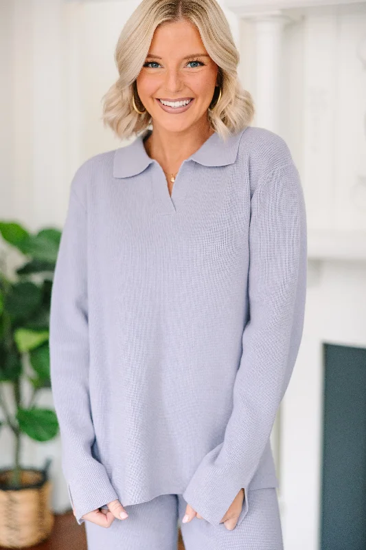 Just An Act Pale Blue Collared SweaterPunk Knit Tops