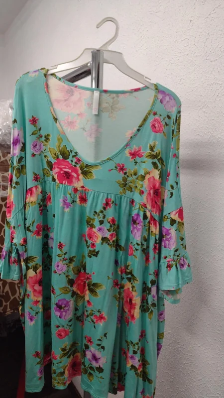 Wrap ShirtsBeautiful Mint Pink Purple Floral Shirt Top