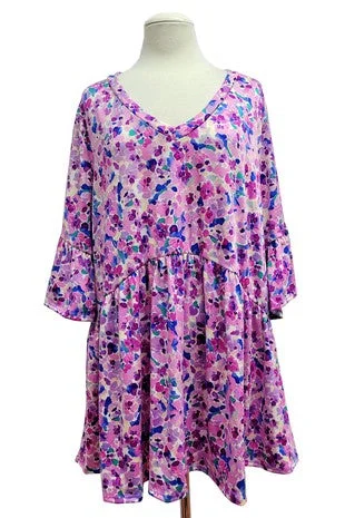 Compression ShirtsPurple Pink Floral Shirt Top