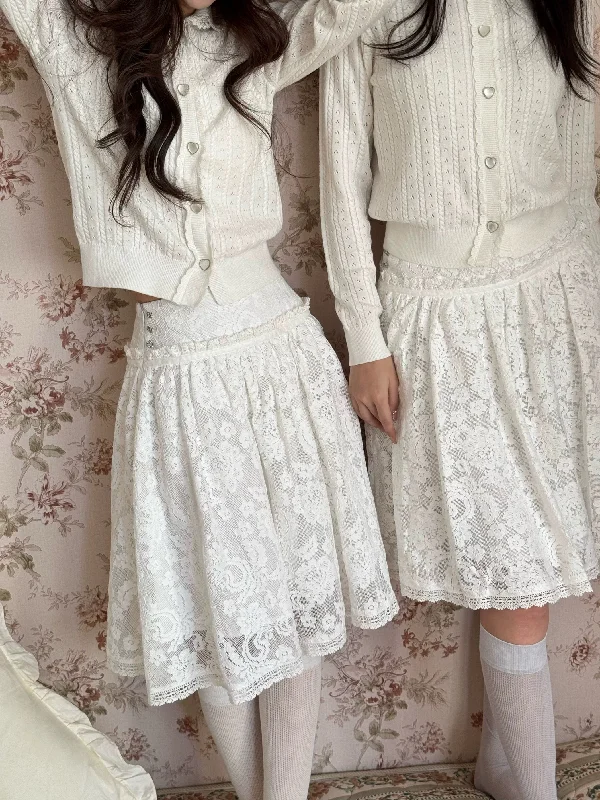 [Pacific Postition] Angel Heart Club Lace Midi SkirtHiking Skirt