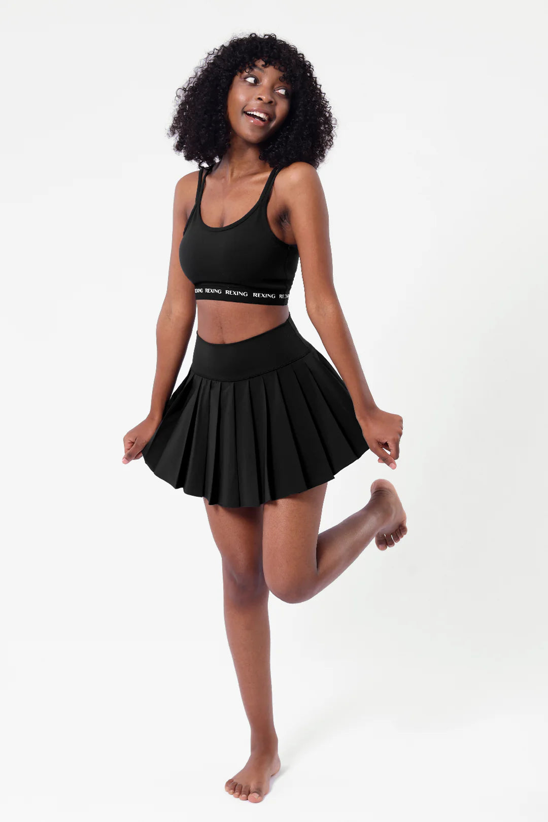 [Rexing x Peiliee Sport] Tennis Girl Breathable Tennis Skirt with Inner Shorts and PocketsRomper Skirt