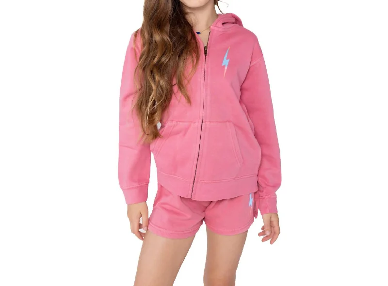 Waterproof HoodiesGirl's Bolt Zip Hoodie In Pink