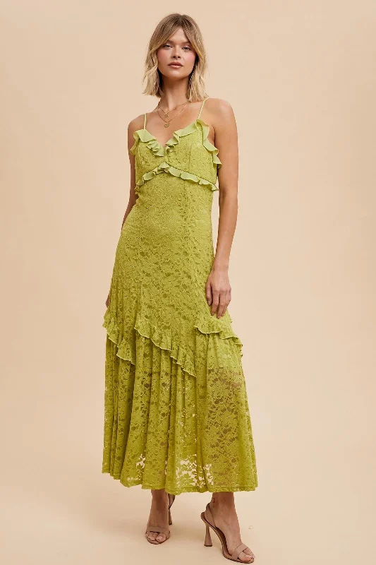 Kaftan DressPistachio Vintage Lace Maxi Dress