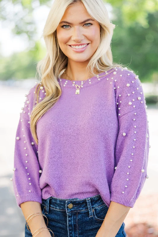 You Deserve It Plum Purple Embellished SweaterLongline Knit Tops