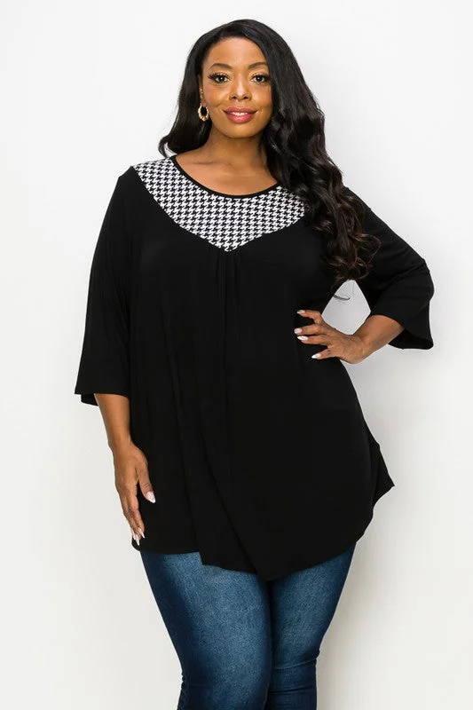 Rayon ShirtsPSFU Black Houndstooth Shirt Top