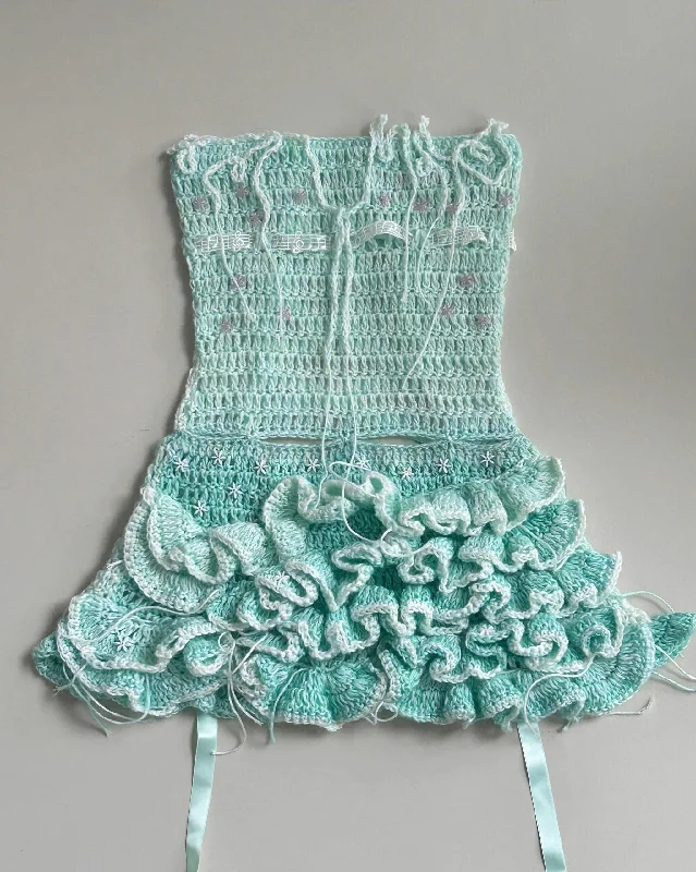 [Customized Handmade] Mermaid’s Song Knitting Top and Skirt setAsymmetrical Skirt