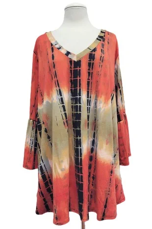 Hiking ShirtsOrange Black Bamboo Tie Dye Shirt Top