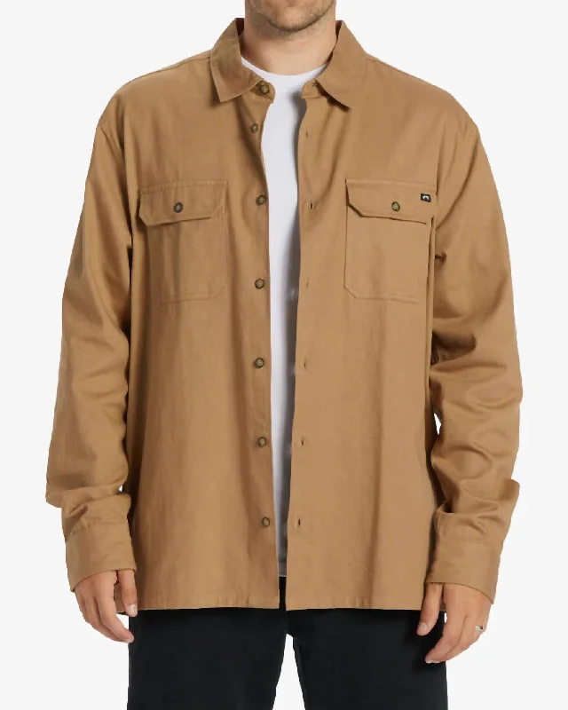 Zeledon Solid Flannel Long Sleeve Shirt In Gravel