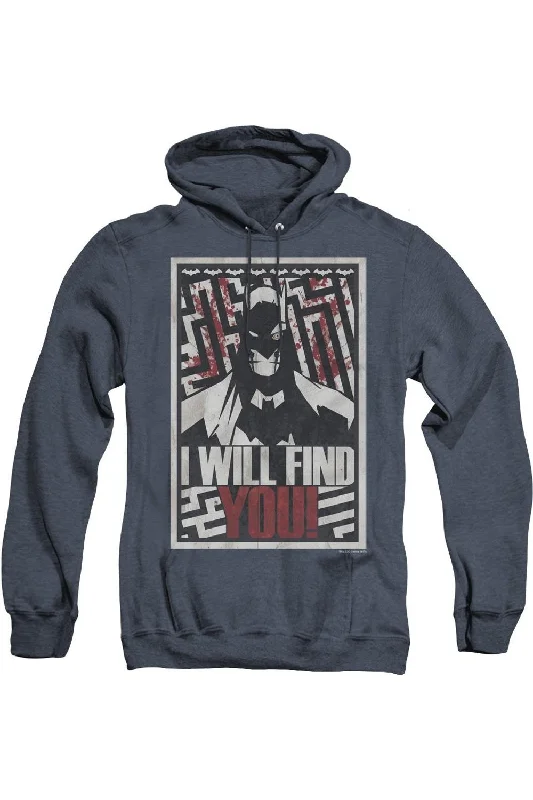 Gym HoodiesBatman I Will Fnd You Adult Heather Hoodie / Hooded Sweatshirt