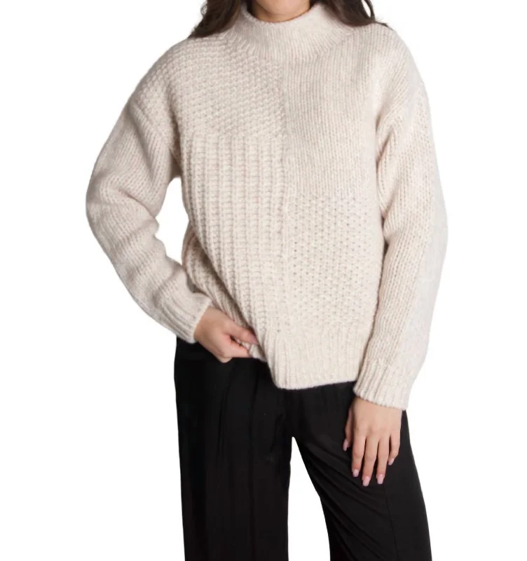 Mock Neck Long Sleeve Sweater In English Rose