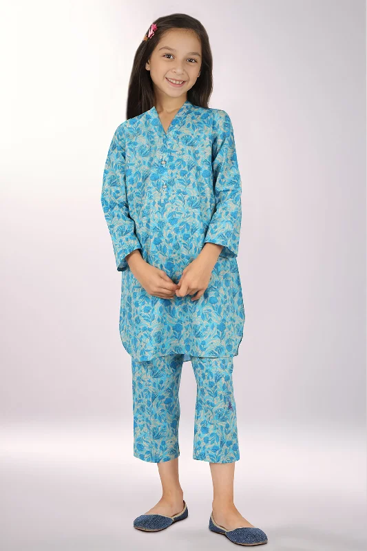 Printed Lawn Stitched 2 Piece (Shirt/Trouser)  For Kids